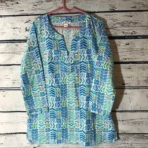 Vineyard Vines Split Neck Linen Blend Tunic